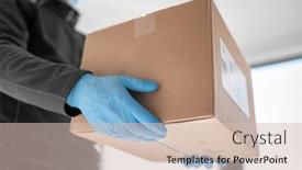  Presentation with man door - Cool new presentation theme with home-delivery-shopping-box-man backdrop and a soft green colored foreground