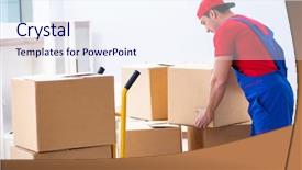  Presentation with home depot - Slide deck featuring home depot - contractor worker moving boxes background and a sky blue colored foreground