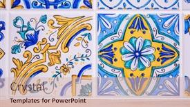  Presentation with room interior design - PPT theme having home-design-turquoise-kitchen-interior background and a lemonade colored foreground