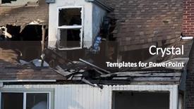  Presentation with property insurance fire damage - Amazing presentation theme having home destroyed by fire backdrop and a dark gray colored foreground