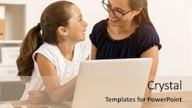  Presentation with working mother - Theme with home doing homework together background and a lemonade colored foreground