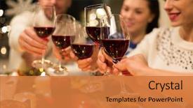  Presentation with christmas dinner - Colorful presentation enhanced with home drinking red wine backdrop and a gold colored foreground