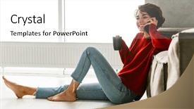  Presentation with mobile home - Amazing PPT layouts having home drinking tea lean backdrop and a white colored foreground