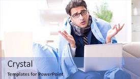  Presentation with sickness - Audience pleasing presentation theme consisting of home due to flu sickness backdrop and a light blue colored foreground