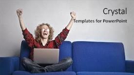  Presentation with science guy - Theme having home energy - jubilant guy using a laptop background and a light gray colored foreground