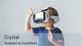  Presentation with entertainment - Colorful slide deck enhanced with home entertainment technology and generation backdrop and a light blue colored foreground