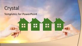  Presentation with green energy - Cool new slide set with home environment and energy saving backdrop and a light blue colored foreground