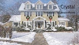  Presentation with facade - Slide deck consisting of home facade with giant christmas background and a light blue colored foreground