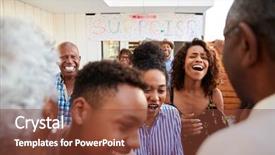  Presentation with home black family - Beautiful PPT layouts featuring home for a surprise party backdrop and a tawny brown colored foreground