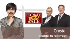  Presentation with real estate - Theme with home for sale real estate background and a tawny brown colored foreground