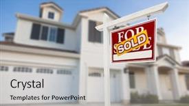  Presentation with real estate - PPT theme having home for sale real estate background and a light gray colored foreground