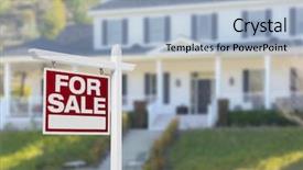  Presentation with real estate for sale - Cool new slide deck with home for sale real estate backdrop and a light blue colored foreground