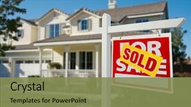  Presentation with real estate for sale - PPT theme with home for sale real estate background and a seafoam green colored foreground