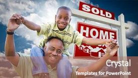 Presentation with generational african american culture and food - PPT theme featuring home for sale real estate background and a coral colored foreground