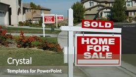  Presentation with for sale sign - Colorful PPT theme enhanced with home for sale signs one backdrop and a tawny brown colored foreground