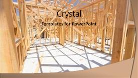  Presentation with construction site construction - Presentation theme enhanced with home framing abstract at construction background and a  colored foreground