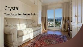  Presentation with room interior design - Audience pleasing slide set consisting of home furnishing - interior comfortable living room backdrop and a mint green colored foreground