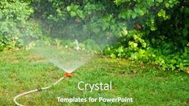  Presentation with home garden - Colorful PPT theme enhanced with home-garden-sprinkler-in-action backdrop and a tawny brown colored foreground