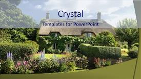  Presentation with roof - PPT theme with home garden village - beautiful rural cottage with thatched background and a sky blue colored foreground