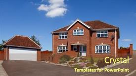  Presentation with house - Slide deck with home garden village - new family house background and a tawny brown colored foreground