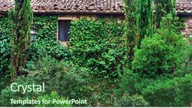  Presentation with old house - Cool new presentation theme with home garden village - old house with ivy backdrop and a ocean colored foreground
