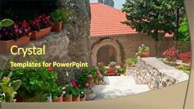  Presentation with mangroves mangrove trees along - Theme with home garden village - potted flowers along the stairs background and a  colored foreground