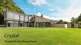  Presentation with villa - Slides consisting of home gardening - beautiful modern villa with garden background and a gold colored foreground