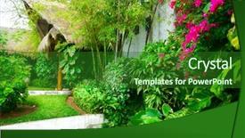  Presentation with home design - Slides featuring home gardening - exotic landscaping design background and a forest green colored foreground