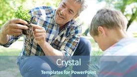  Presentation with vegetable garden - Audience pleasing slide set consisting of home gardening - father teaching son how backdrop and a ocean colored foreground