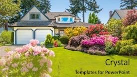  Presentation with landscape gardening - Slides enhanced with home gardening - flowers in front background and a gold colored foreground