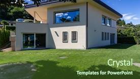  Presentation with home gardening - Presentation theme consisting of home gardening - villa with large garden background and a tawny brown colored foreground