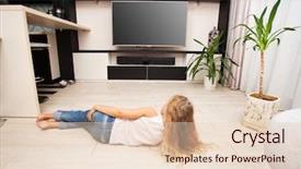  Presentation with television watching - Beautiful slides featuring home girl looking at television backdrop and a lemonade colored foreground