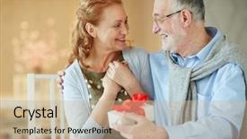  Presentation with birthday wife - Audience pleasing slides consisting of home gray haired man backdrop and a soft green colored foreground