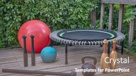  Presentation with resistance - PPT theme consisting of home-gym-concept-slam background and a violet colored foreground