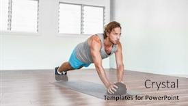  Presentation with exercise medicine - Amazing PPT layouts having home-gym-medicine-ball-workout backdrop and a light gray colored foreground
