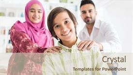  Presentation with muslim family - Audience pleasing theme consisting of home having fun and good backdrop and a  colored foreground