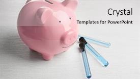  Presentation with water glass - Beautiful PPT theme featuring home hazardous waste - pig money box and glass backdrop and a white colored foreground