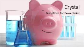  Presentation with saving water - Theme enhanced with home hazardous waste - pig money box and glass background and a coral colored foreground