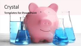  Presentation with saving water - Colorful slide deck enhanced with home hazardous waste - pig money box and glass backdrop and a lemonade colored foreground