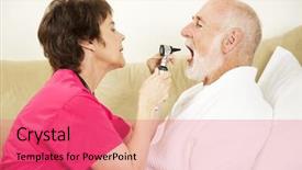  Presentation with home health care - PPT layouts consisting of home health care nurse uses background and a coral colored foreground