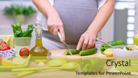 Presentation with pregnant woman - Theme enhanced with home healthy nutrition for future background and a yellow colored foreground
