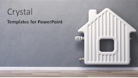  Presentation with house heating - PPT theme featuring home-heating-radiator background and a light gray colored foreground
