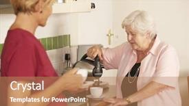  Presentation with caring - Presentation theme with home help sharing cup background and a coral colored foreground