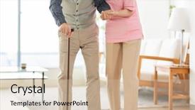  Presentation with carer - Audience pleasing slide set consisting of home helper carer and senior backdrop and a soft green colored foreground