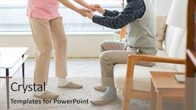  Presentation with carer - Audience pleasing presentation design consisting of home helper carer and senior backdrop and a coral colored foreground