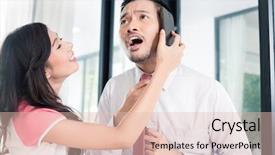  Presentation with business environment using laptops globe - PPT theme consisting of home his wife is bind background and a lemonade colored foreground