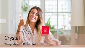  Presentation with passport - Colorful PPT theme enhanced with home holding a passport backdrop and a coral colored foreground