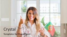  Presentation with holding hands old young - Cool new PPT theme with home holding flag of portugal backdrop and a coral colored foreground