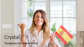  Presentation with flag - Audience pleasing theme consisting of home holding flag of spain backdrop and a coral colored foreground