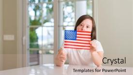 Presentation with dental down syndrome - Audience pleasing slide set consisting of home holding flag of usa backdrop and a  colored foreground